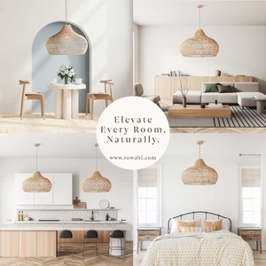 โคมไฟหวายสานสไตล์โบโฮทำด้วยมือสำหรับห้องรับประทานอาหารห้องครัวห้องนั่งเล่นและพื้นที่ห้องนอน - Product Image 4