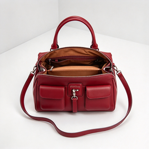 Sac à main classique rouge pour femme avec poignée supérieure, sacoche multi-poches avant avec bandoulière amovible pour le bureau et l'usage quotidien - Product Image 2