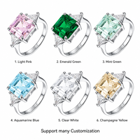 Bague personnalisée en argent sterling 925 avec trois pierres carrées en zircon cubique pour femme, bijoux exquis, pierres latérales en forme de trillon personnalisables