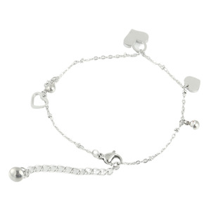 Pulsera con forma de corazón, joyería plateada para mujer, pulsera con dijes, accesorio de moda de plata tibetana - Product Image 1