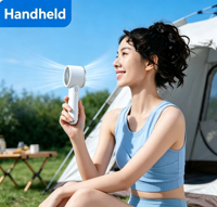 180 °   Pliable 16 ℃   Ventilateur portable rafraîchissant 10H, 5 vitesses, écran LED, idéal pour cadeau, extérieur, voyage, maquillage, camping, sport
