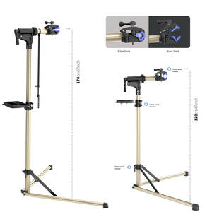 Support de réparation de vélo réglable, capacité de charge de 45 kg, support de travail pliable pour vélo avec rotation à 360° °   Pince rotative et <span class=keywords><strong>plateau</strong></span> à outils magnétique - Product Image 2