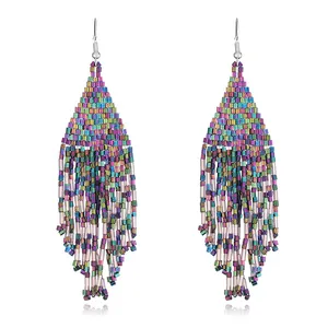 Latest Handmade Resin Beaded Tassel Earrings for Ladies Bohemian and Elegant Style for Parties and Anniversaries