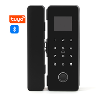 Cerradura Inteligente para Puerta de Vidrio y Aluminio Tuya, Sin Perforación, con Bloqueo Automático, Control por Aplicación, Huella Dactilar Biométrica, Tarjeta IC, Contraseña, en la Nube