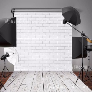 Toile de fond photographique mur de briques blanches avec sol en bois 1,5x2,1m pour studio, style nord-américain, fond imprimé non tissé - Product Image 5