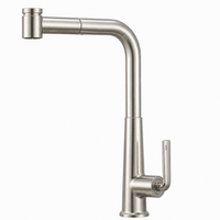 Robinet de cuisine en laiton massif nickel brossé, mitigeur d'évier extractible, rotation à 360°, jet double mode, poignée unique, vente en gros, usine OEM