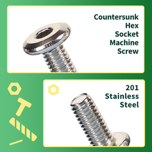 Vis à tête fraisée hexagonale en acier inoxydable 201, vis pour meubles, vis à tête plate pour machine - Product Image 6