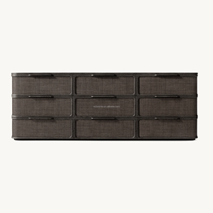 Cómoda Triple Premium Japandi de Roble Blanco Macizo con 9 Cajones y Ratán, Diseño Simétrico 3x3 para Dormitorio Principal, Perfil Curvo Arquitectónico Artesanal - Product Image 4