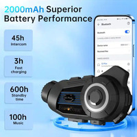 Nouveau casque pour interphone avec caméra 2K, étanche IP67, 80 heures d'autonomie musicale, interphone multijoueur 3 motards, suppression du bruit