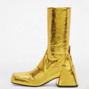 Alta qualità in metallo superiore da donna con <span class=keywords><strong>tacco</strong></span> spesso stivali corti con punta quadrata <span class=keywords><strong>medio</strong></span> <span class=keywords><strong>tacco</strong></span> grosso scarpe eleganti <span class=keywords><strong>stivaletti</strong></span> alla caviglia - Product Image 1