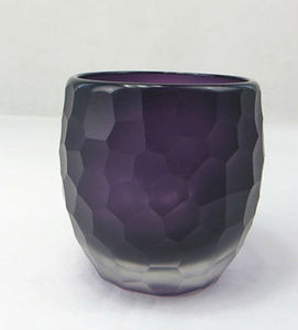 Photophore en verre gaufré violet fait main, à facettes, résistant à la chaleur, réutilisable, pour décoration intérieure, Pâques - Product Image 2