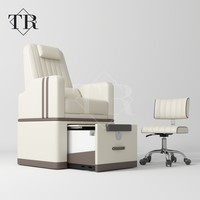 Fauteuil de pédicure multifonctionnel TURRI en acier inoxydable, gain de place, avec bassin extractible, design compact pour salon de manucure