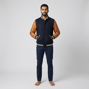 Mejor personalizado de lujo negro Varsity chaqueta de los hombres de manga de cuero Letterman Varsity CollegeBaseballjacket para los hombres - Product Image 1