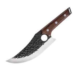 Cuchillo de Cocina <span class=keywords><strong>Pequeño</strong></span> Forjado con Diseño de Anillo para Dedo, Cuchillo Multiusos para Deshuesar y Limpiar Pescado con Patrón de Martillo para Supervivencia al Aire Libre - Product Image 5