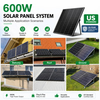 Kit Système Solaire de Balcon 600W MPPT avec Micro-onduleur Connecté au Réseau, 2x450W Panneaux PV Monocristallins, Installation Plug and Play, Centrale Électrique Domestique TUV VDE