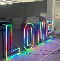 Lettres lumineuses géantes pliables RGB néon LOVE pour mariage et fête