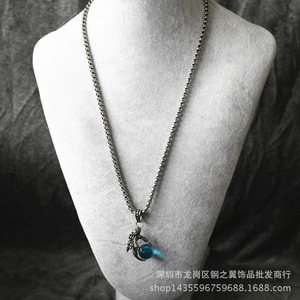 Yunnique – collier avec pendentif griffe de Dragon, boule de cristal bleue, forme d'animal, bijoux à la mode, cadeau pour hommes - Product Image 4