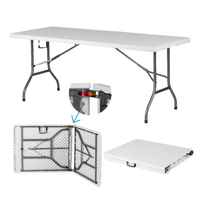 Table de pliage en plastique rectangulaire HDPE de haute qualité de 6 pieds pour mariage en plein air