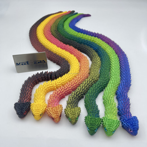 Juguete de Serpiente Articulado Impreso en 3D, Cobra Gris Metálica Flexible con Ojos Simulados, Juguete con Respuesta Sensorial, Decoración Única para Escritorio de Jugadores - Product Image 3