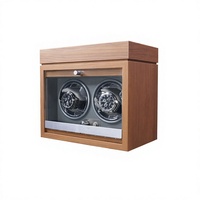 Remontoir de montre en bois de noyer avec plateau à bijoux intégré et fonction de sécurité anti-chute pour bagues et bracelets, boîte de rangement à 2 emplacements