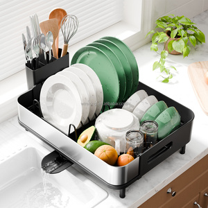 Égouttoir à vaisselle WIREKING antirouille à poser sur l'évier, en acier inoxydable, à une seule couche, avec plateau amovible - Product Image 1