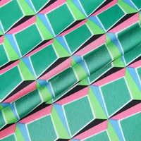 Tissu satiné imprimé 100% polyester YVES, tissu satiné froissé imprimé en rouleau pour robe