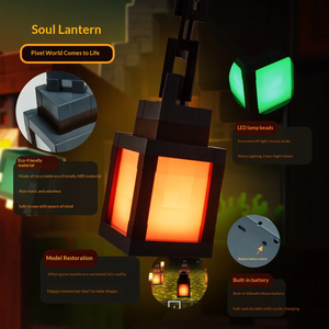 Lampe <span class=keywords><strong>Minecraft</strong></span> avec télécommande, lanterne LED lumineuse rechargeable, lampe d'ambiance pour chambre d'enfant, lumière variable multicolore - Product Image 4