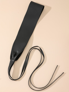 女性用PUレザー女性用ベルトラップ周りオビスタイルシンチウエストバンド黒ドレスベルト - Product Image 3