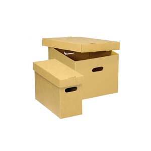 Foldable Corrugated Banker Carton Archive Box Cardboard Paper Storage Box With Lid