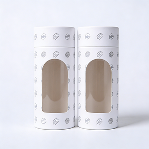 Custom Cylinder Paper <b>Box</b> With <b>Clear</b> Display Window Round Cardboard Tube Packaging For <b>Gift</b> Cosmetic Candle - Product Image 5