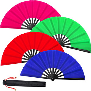Abanico de mano grande y plegable de bambú, fabricante personalizado, venta al por mayor, arcoíris - Product Image 3