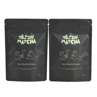 Emballage alimentaire personnalisé, sachet en plastique mat, sachet debout pour poudre de matcha pure, sachet doypack avec fermeture éclair