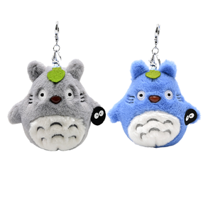 Porte-clés <span class=keywords><strong>Totoro</strong></span> style coréen, mignon, avec cape à motif <span class=keywords><strong>feuille</strong></span>, breloque animal en peluche, jouets en peluche boule de charbon, pour sacs à dos, chic, unisexe, rembourré en coton PP - Product Image 1