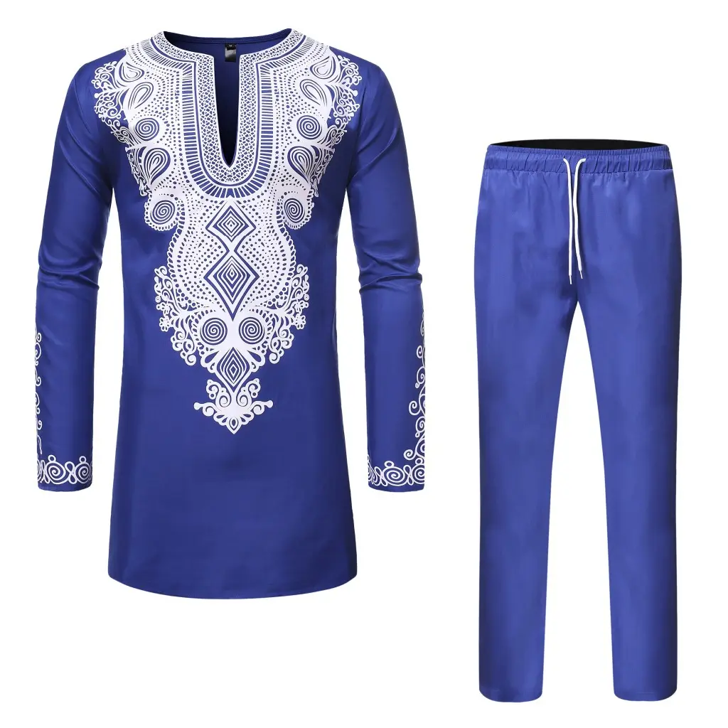 Ethnic wear mens african clothing embroidered 2 pieces traditional suit clothing