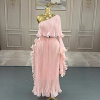 Robe de Soirée de Luxe à Plis Miyake de Haute Qualité pour Femme, Taille Unique, Épaule Asymétrique en Organza