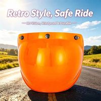 Casque ouvert rétro avec visière bulle, portable, à trois boucles, coupe-vent, avec lentille de sécurité