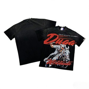 Camiseta Vintage Lavada para Hombre, Polo Oversize con Estampado Gráfico de Motociclista, Cuello Redondo, Manga Corta, Estilo Casual Urbano, Algodón Pesado - Product Image 1
