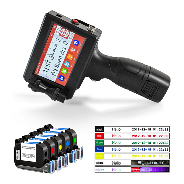 DMX New Date Inkjet Printer Gun 12.7mm Batch Number Barcode Printer Portable Digital TIJ Expiry Data Paper Label Inkjet Printers