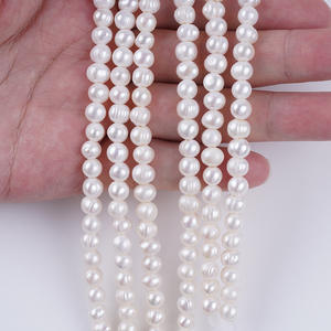 Perles d'eau douce naturelles en gros, 6-7 mm, bande courte perforée, semi-finies, fil de 1,4 mm, grand trou, collier DIY, perles en vrac - Product Image 5