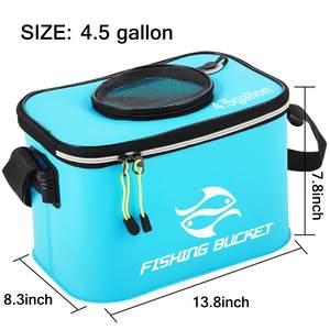 Seau à poisson pliable pliable conteneur de poisson vivant multi-fonctionnel leurres vivants seau extérieur EVA boîte de pêche 12L 3 gallons - Product Image 5