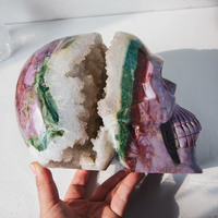Grande Pierre de Quartz Druzy de Haute Qualité, Crânes en Cristal d'Océan Jasper Naturel, Géodes Sculptées et Gravées, Marque Yinglai, Tailles Personnalisables