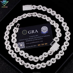 yu ying Luxury 925 sterling Silver 13MM VVS Moissanite <b>Infinity</b> Chain <b>Necklace</b> 18k <b>gold</b> Plated Link Chain Unisex Everyday Wear - Product Image 2