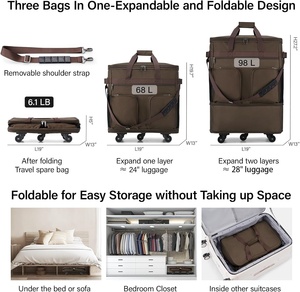 Maleta Expandible y Plegable con Ruedas, Bolsa de Viaje con Ruedas, Bolsa de Lona, Bolsa de Transporte de Ropa, Maleta Ligera de Gran Capacidad - Product Image 3