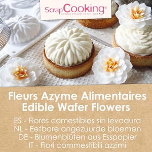 ScrapCooking 4 Camélias Blancs Azyme Fleurs Comestibles Décoration de Gâteaux et de Fleurs Cupcakes Pâtisseries Chine 5.5cm Anniversaire 2292 - Product Image 2