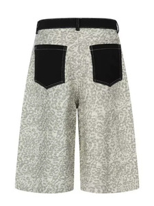 Leopard Print <b>Culotte</b> Jeans Wide Leg Denim Shorts Patchwork Pocket Casual Streetwear Trousers - Product Image 4