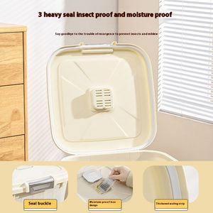 Seau de stockage de nourriture pour animaux de compagnie de grande capacité, style moderne carré, scellé et résistant à l'humidité, pour la nourriture pour chiens et chats, utilisation en cuisine - Product Image 2