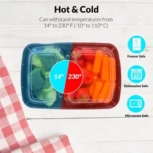 माइक्रोवेव डिस्पोजेबल 2 3 4 डिब्बे पीपी प्लास्टिक भोजन प्रस्तुत करने का खाद्य भंडारण कंटेनर Bento दोपहर के भोजन के ढक्कन के साथ खाद्य पैकिंग बॉक्स