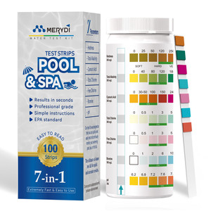 Tiras Reactivas para <span class=keywords><strong>Piscina</strong></span> y Spa 7 en 1, Tiras Reactivas para Jacuzzi para pH, Cloro, Bromo, Dureza, Alcalinidad, Ácido Cianúrico - Product Image 1