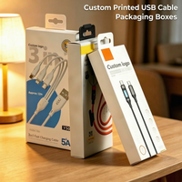 Boîte en papier personnalisée haut de gamme pour câble de chargeur de téléphone, emballage pour câble de données USB avec découpe et revêtement UV