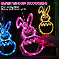 Lumière de fenêtre LED Lapin de Pâques avec ventouse, Décoration de fenêtre mignonne pour Pâques, Lumière décorative intérieure pour maison et ferme